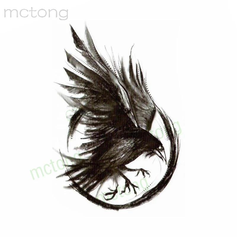 

Waterproof Temporary tatto Sticker crow bird cover simulation Harajuku Tatouage flash fakeTattoo