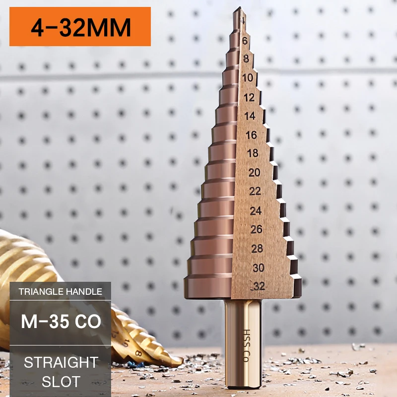 4-32MM HSS CO M35 треугольный хвостовик 4-12/4-20/4-32 мм металлический шаг конусное сверло из нержавеющей стали - Цвет: 4-32MM
