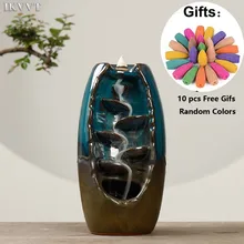 Керамический обратный поток благовоний держатель водопад благовония горелка, ароматерапия, орнамент домашний декор с 10 обратными конусами благовоний