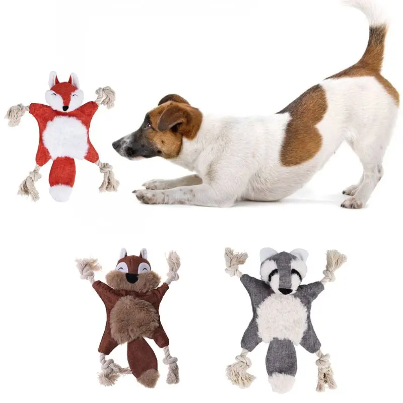 Dog Toys No Stuffing Crinkle Chew Toy with Cotton Rope Knots for Puppy