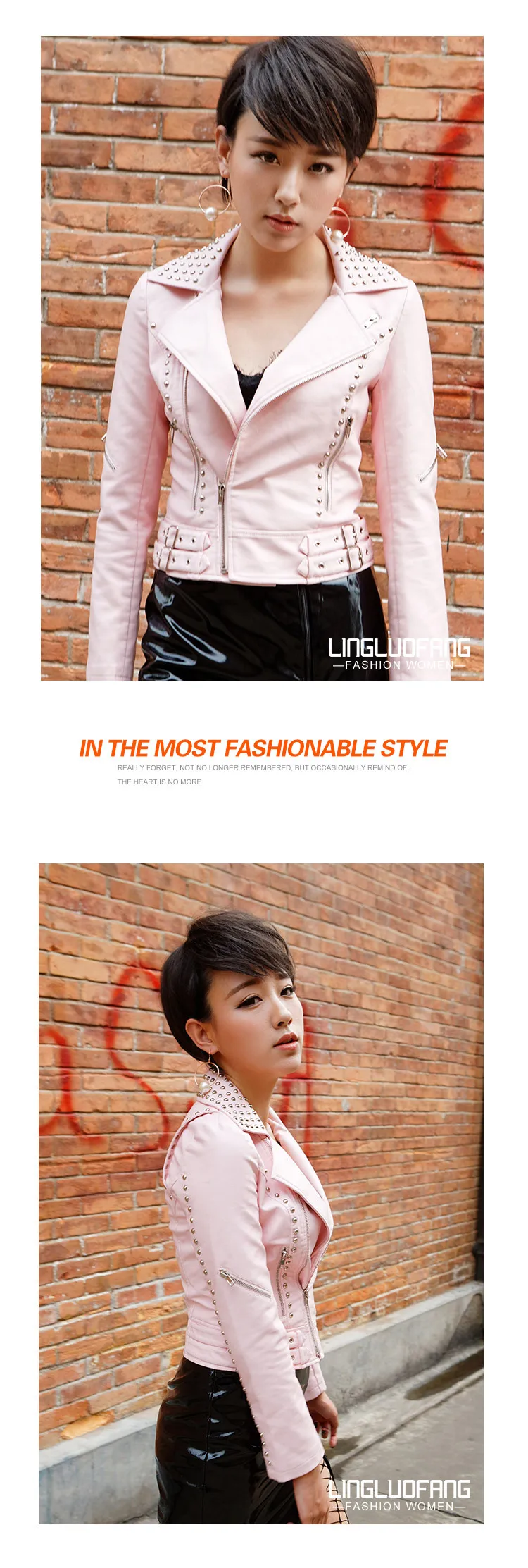 Manufacturers Direct Selling New Products WOMEN'S Dress PU Leather WOMEN'S Coat Slim Fit Beads Large Size Jacket Punk Women's Lo