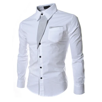 

Autumn White Casual Male Long Sleeve Stripe Shirts Social Blouses Slim Fit Shirts XL