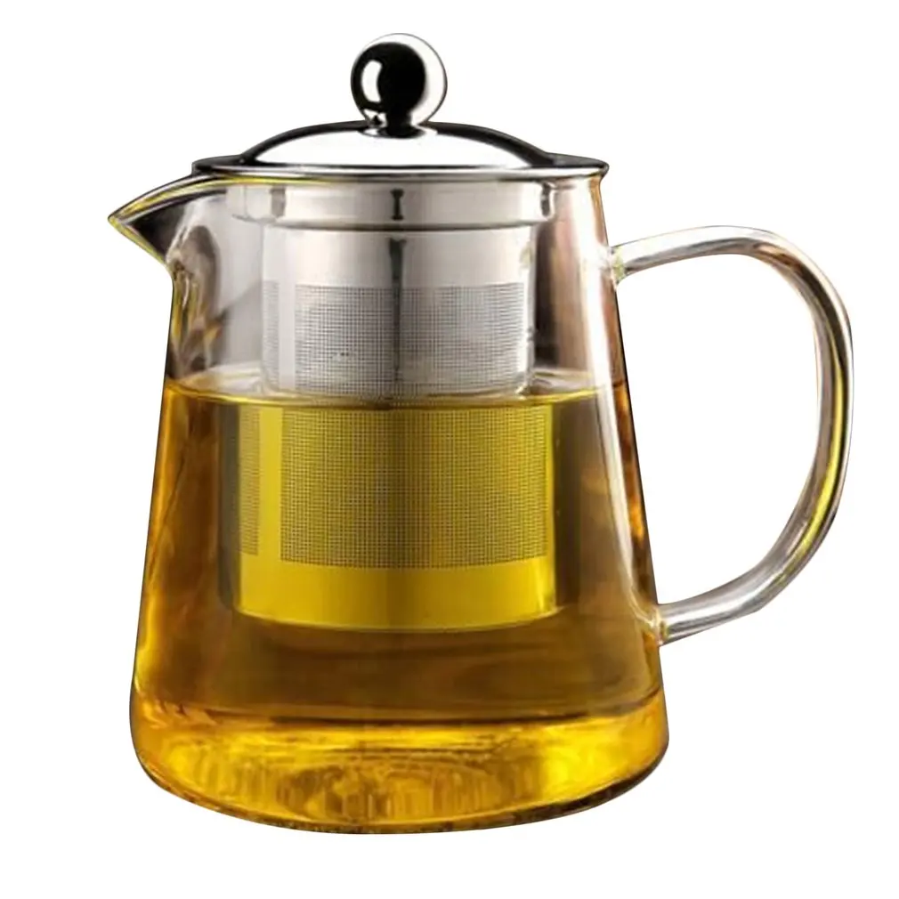 Нетоксичный прозрачный боросиликатный стеклянный чайный горшок Элегантная стеклянная чайная чашка чайный горшок с ситечком для заварки из нержавеющей стали - Цвет: 950ML