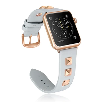 

Luxury Rivet Style Watchband for Apple Watch Band Series 4 3 2 1 Bracelet Men/Women Leather Strap 40 44mm 38 42mm Cow Leather