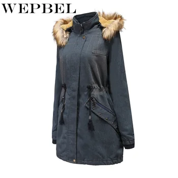 

WEPBEL New Ladies Warm Parka Women Thick Coat Fashion Casual Fur Hooded Autumn Winter Long Outwear Jacket