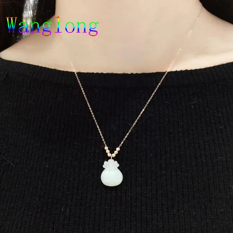 Wanglong, желтое золото, натуральный камень, кулон Эльф на полке 12*14 мм, сумка для денег, элегантный и изысканный для женщин, ювелирные изделия