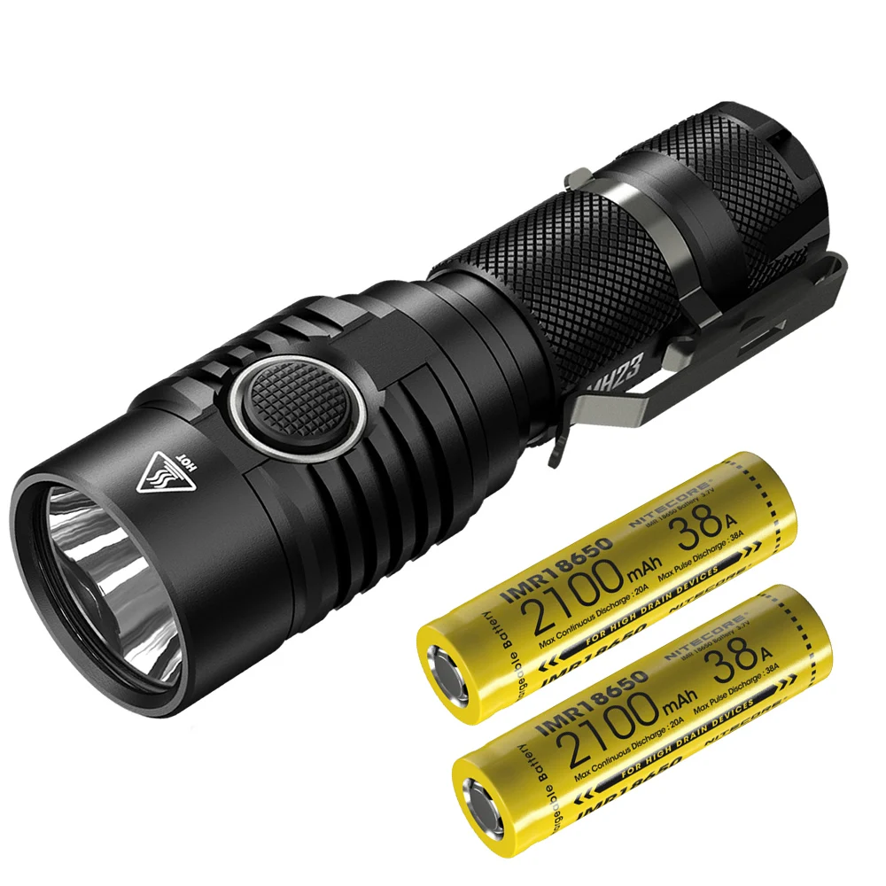 NITECORE MH23 Открытый фонарик USB Непосредственно Зарядка CREE XHP35 HD светодиодный Макс 1800 люмен расстояние луча 294 м тактический фонарь - Испускаемый цвет: MH23 2100mAh 38A x 2