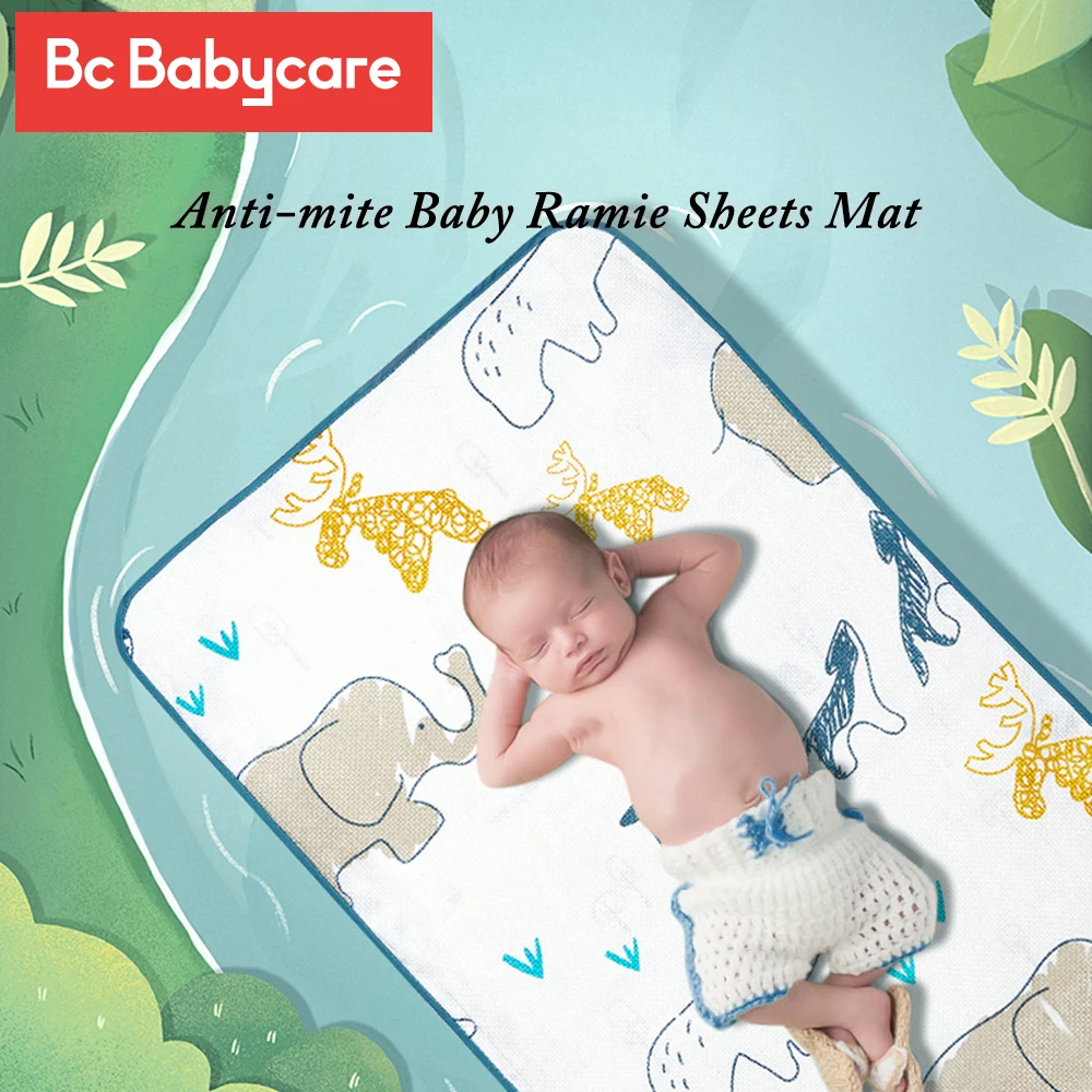 

BC Babycare 56*100/65*120cm Multipurpose Baby Sheets Cartoon Soft Breathable Antibacterial Anti-mite Portable Ramie Bed Sofa Mat