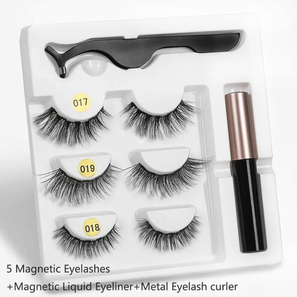 

3Pairs 3D Magnetic False Eyelashes with Waterproof Liquid Eyeliner Tweezers