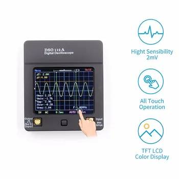 

DSO112A TFT Mini Digital Oscilloscope Touch Screen Portable USB Oscilloscope Interface 2MHz 5Msps