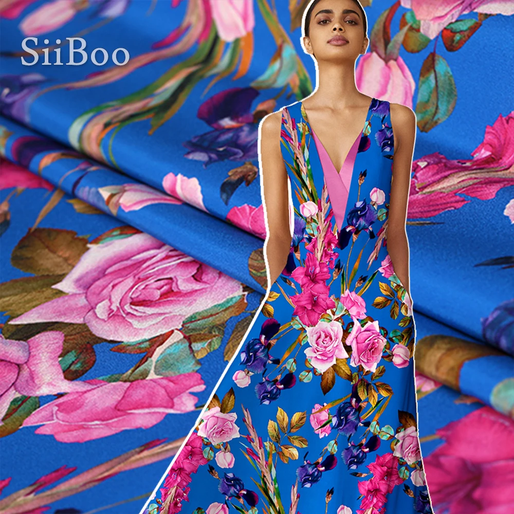 

Siiboo, высококачественный тяжелый спандекс, крепдешин, ткань из натурального шелка для роскошного праздничного платья в итальянском стиле, 30 мм Tela sp6495