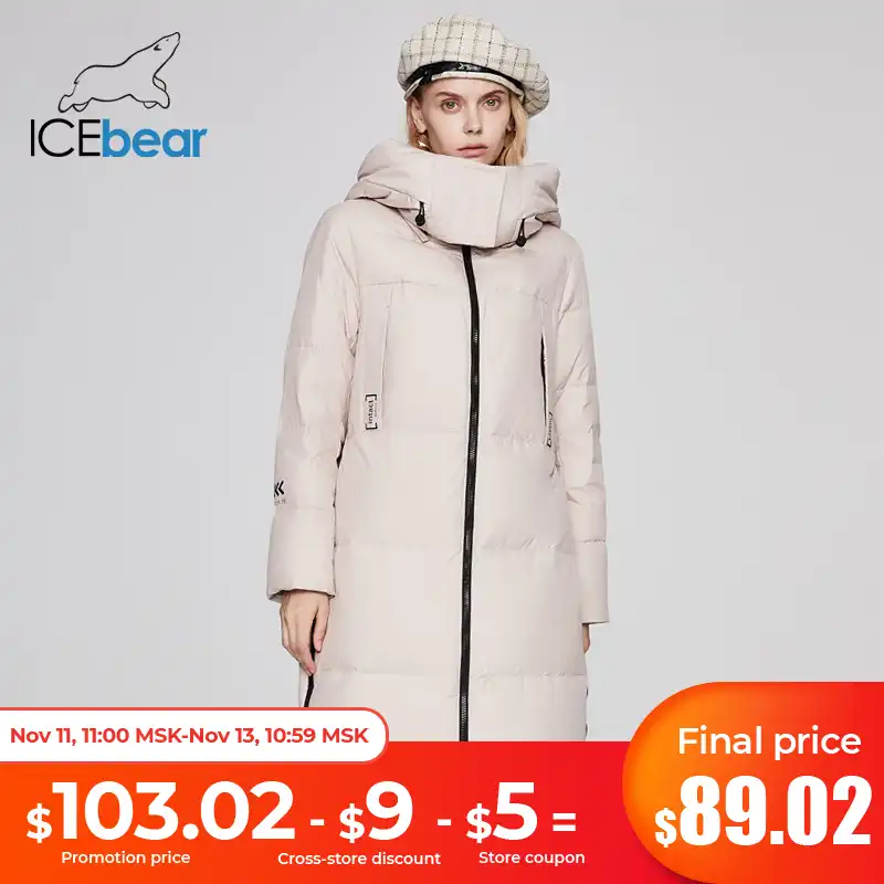 ICEbear 2021 пуховик женская зимняя длинная толстая новая теплая куртка с капюшоном