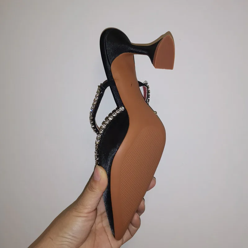 Female Slippers Sandals Shoes Elegant Pointed Toe High Heels Summer Party Prom