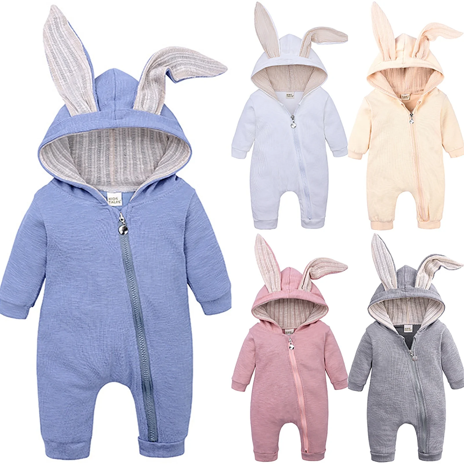 

0-18 Months Rabbit Ears Baby Romper One-Pieces Clothes for Girls Boys Romper Winter Cotton Jumpsuit Infant Solid Baby romper