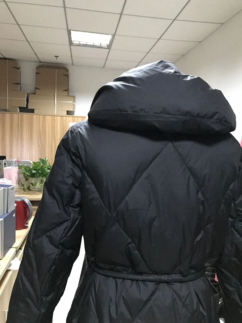 Пуховик на белом утином пуху, женская зимняя куртка, длинное толстое черное модное пальто для женщин, пуховик с капюшоном, теплая женская одежда