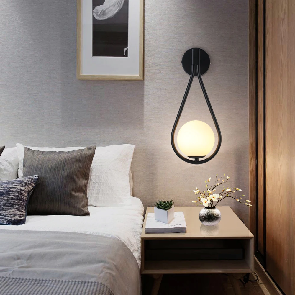 Modern LED Wall Lamps Metal Living Room Lamp Fashion Nordic Bedside Glass Wall Lamp Bedroom Decoration Lighting led light led wall lamp wall light