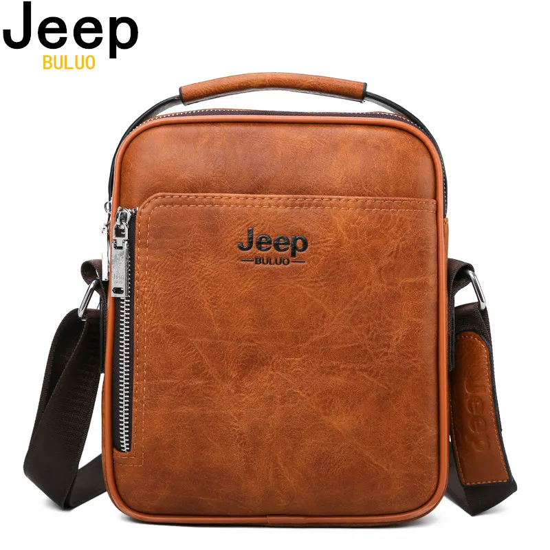 JEEP BULUO Famous Brand Men Messenger Bags High Quality Split Leather Large Capaticy Bag 2019