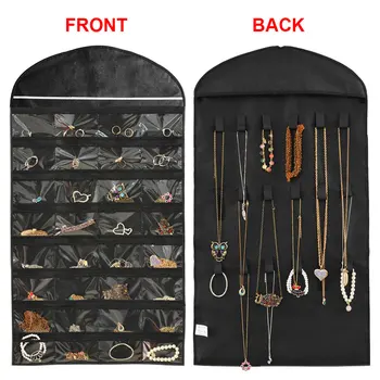 

Wall Magic Sticker Double-sided Earrings Storage 32 Pockets Jewelry Organizers Holder PVC Decorative Bracelet Hanging Bag