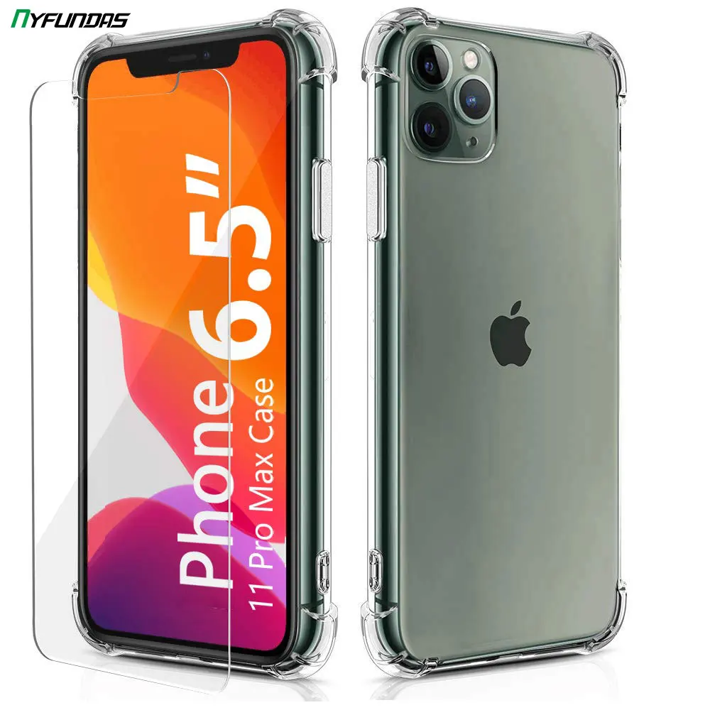 Противоударный чехол для iPhone 11 Pro Max 12 Mini X XR XS 8 Plus 7 SE 2020 6S прозрачный силиконовый