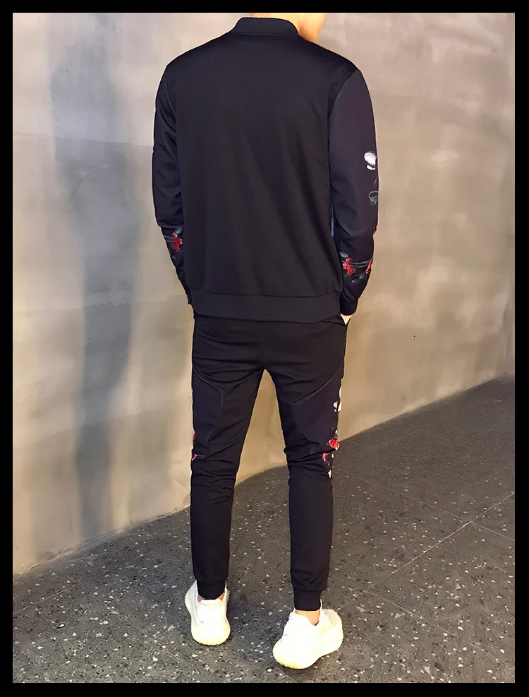 Спортивный костюм мужской Азиатский размер Moda Hombre мужской комплект осенний мужской спортивный комплект из 2 предметов спортивный костюм куртка+ штаны