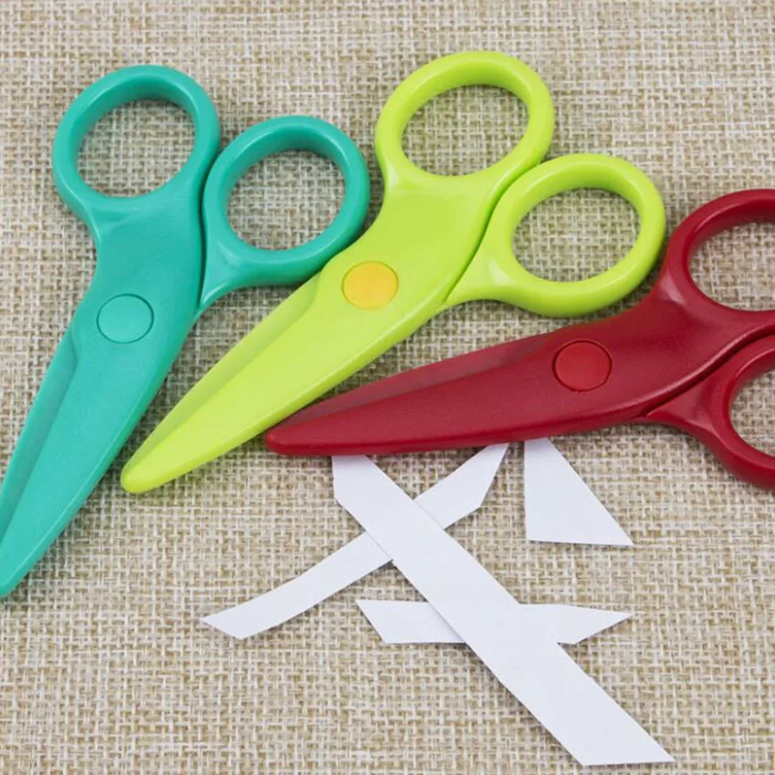 안전 미니 어린이 가위 DIY 종이 절단 가위, 유치원 학교 학생 수제 카드 사진 가위 미술 도구, 1 개