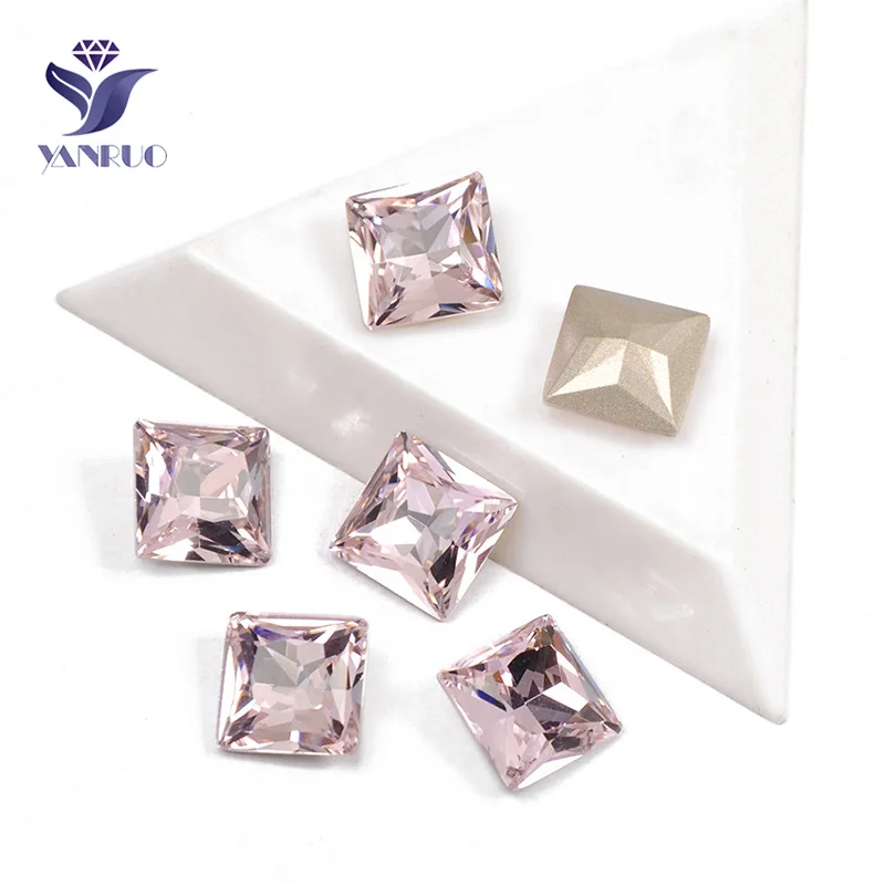 

YANRUO 4447 Princess Square Light Rose K9 Crystal Sewing Strass Crystal Stones For Wedding Dress Sew On Crystal Frame