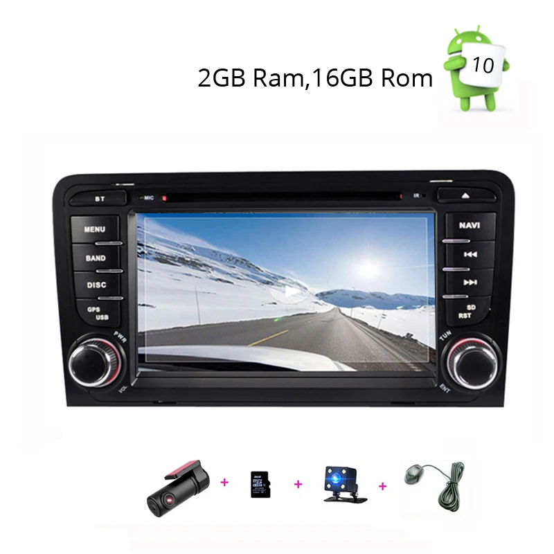 2 din Navi Автомагнитола для Audi A3 2002-2011 Автомобильный мультимедийный dvd-плеер gps Навигация стерео для Audi 8P A3 Авторадио 8P1 экран - Цвет: Android  D8CM