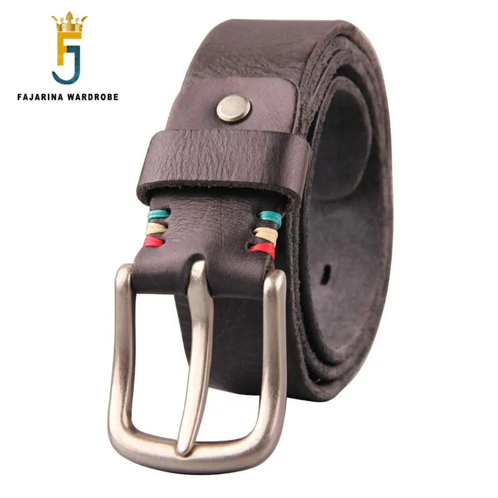 FAJARINA Cowhide Leisure Retro Cowboy Style Belt Male Personality Fold