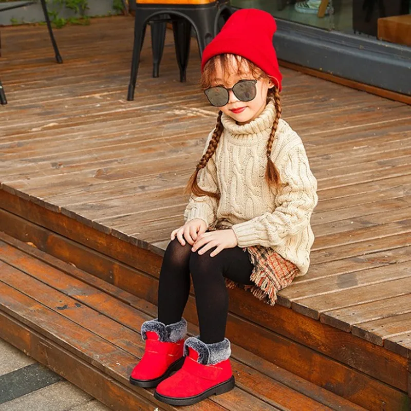 Зимние сапоги для девочек, детские зимние сапоги принцессы, теплые плюшевые детские сапоги для девочек на Рождество, Год, bottes, 4, 5, 6, 7, 8, 9, 10, 11-16T