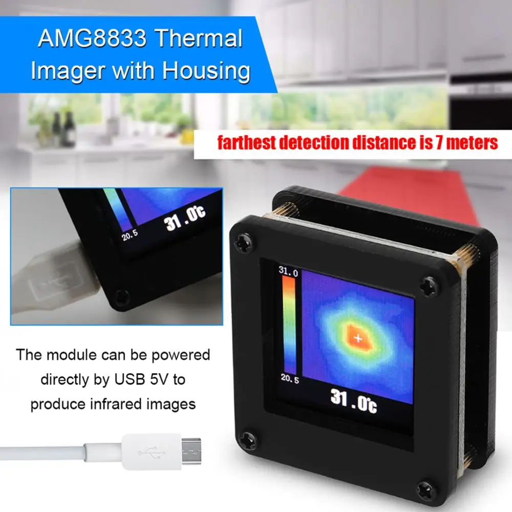 8 Infrarot Wärmebild Array Temperatursensor 7M mit Gehäuse V4N9 AMG8833 IR 8 