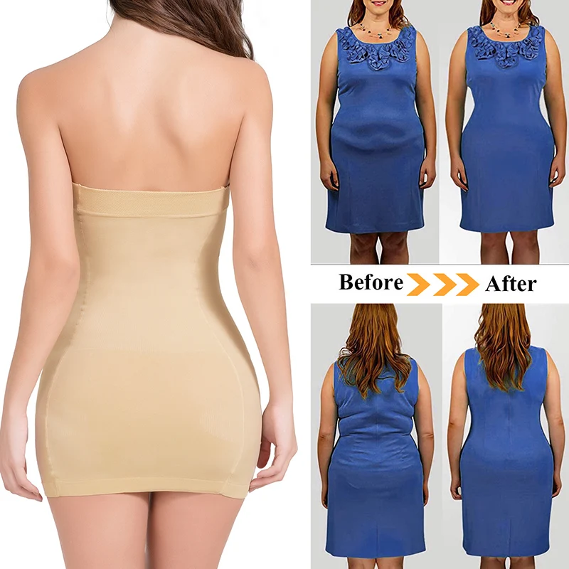 maidenform shapewear Women Strapless Shaperwear Full Body Slip Seamless Targeted Firm Tummy Control Slip Under Dresses limming Body Shaper Underwear maidenform shapewear