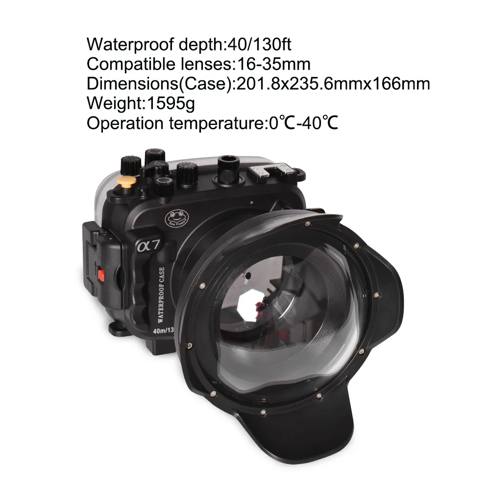 40 м/130 футов для sony A7 NG серии A7R A7S Подводный корпус камеры Дайвинг-бокс чехол с " Купол порт черный