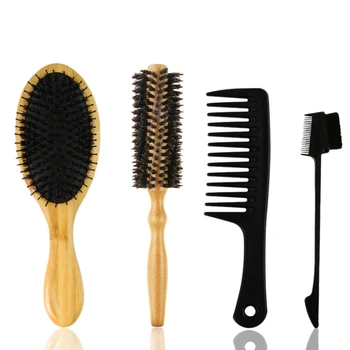 

4Pcs Bristles Comb Massage Comb Eyebrow Comb Brush Large Tooth Comb Anti-Static Comb