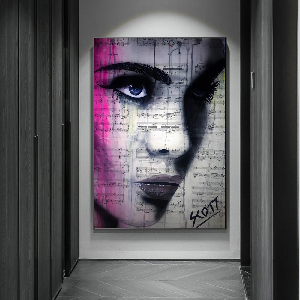 Graffiti Woman Face Canvas Painting Figure Printed Poster and Prints Wall Pictures For Woman Face Living Room Home Decorations