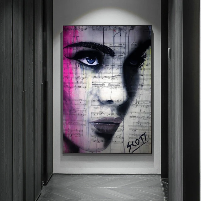 Graffiti Woman Face Canvas Painting Figure Printed Poster and Prints Wall Pictures For Woman Face Living Room Home Decorations lye1413-08