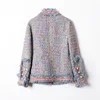 Elegant Colorful Blue Women Pearl Buttons Tweed Jacket Fringe Trims Tassel Jackets Outerwear Office Lady OL Formal V-Neck Coats ► Photo 2/6