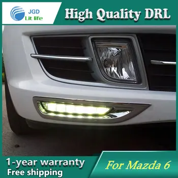 

Free shipping !12V 6000k LED DRL Daytime running light case for Mazda 6 2008 2009 2010 fog lamp frame Fog light Car styling
