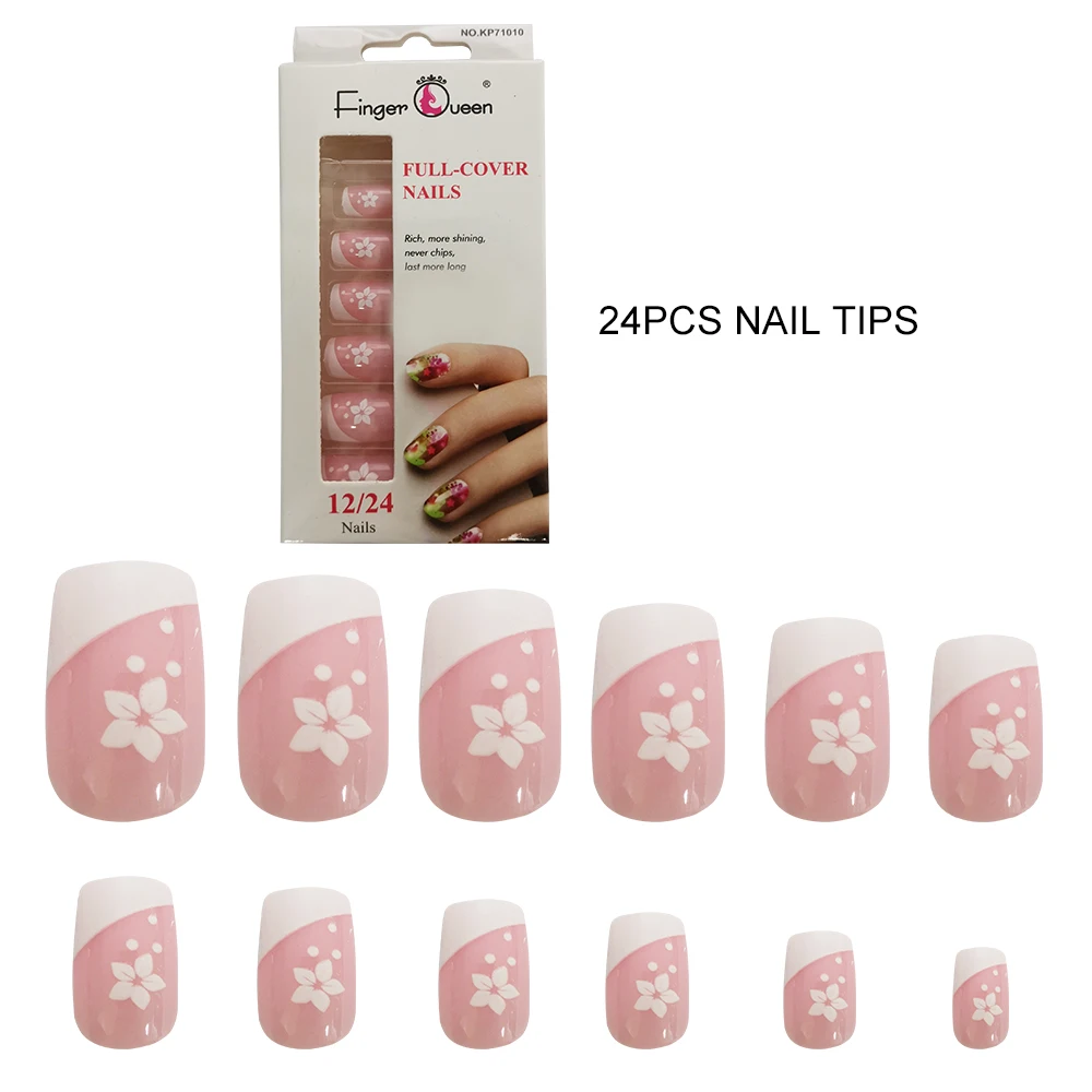 24PCS 24 шт./лот, накладные ногти, милый дизайн, накладные ногти, средней полноты покрытия, накладные ногти с желейной наклейкой для дизайна, мода - Цвет: 24PCS