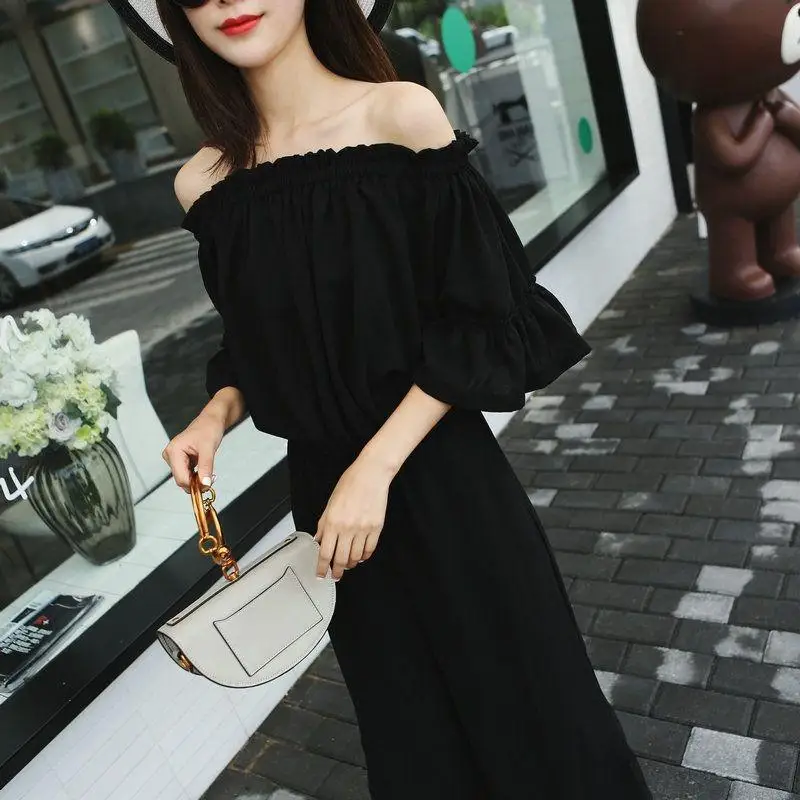 

Fat MM Large Size Women's Jumpsuits Suit Loose Thin Summer New Korean Of The Word Shoulder Wide Leg Pants Jumpsuits Women