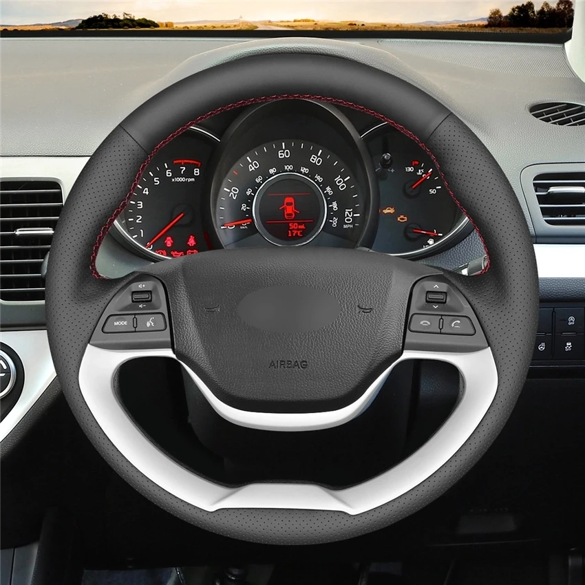 Black-PU-Faux-Leather-DIY-Hand-stitched-Car-Steering-Wheel-Cover-for-Kia-Morning-2011-2016-1