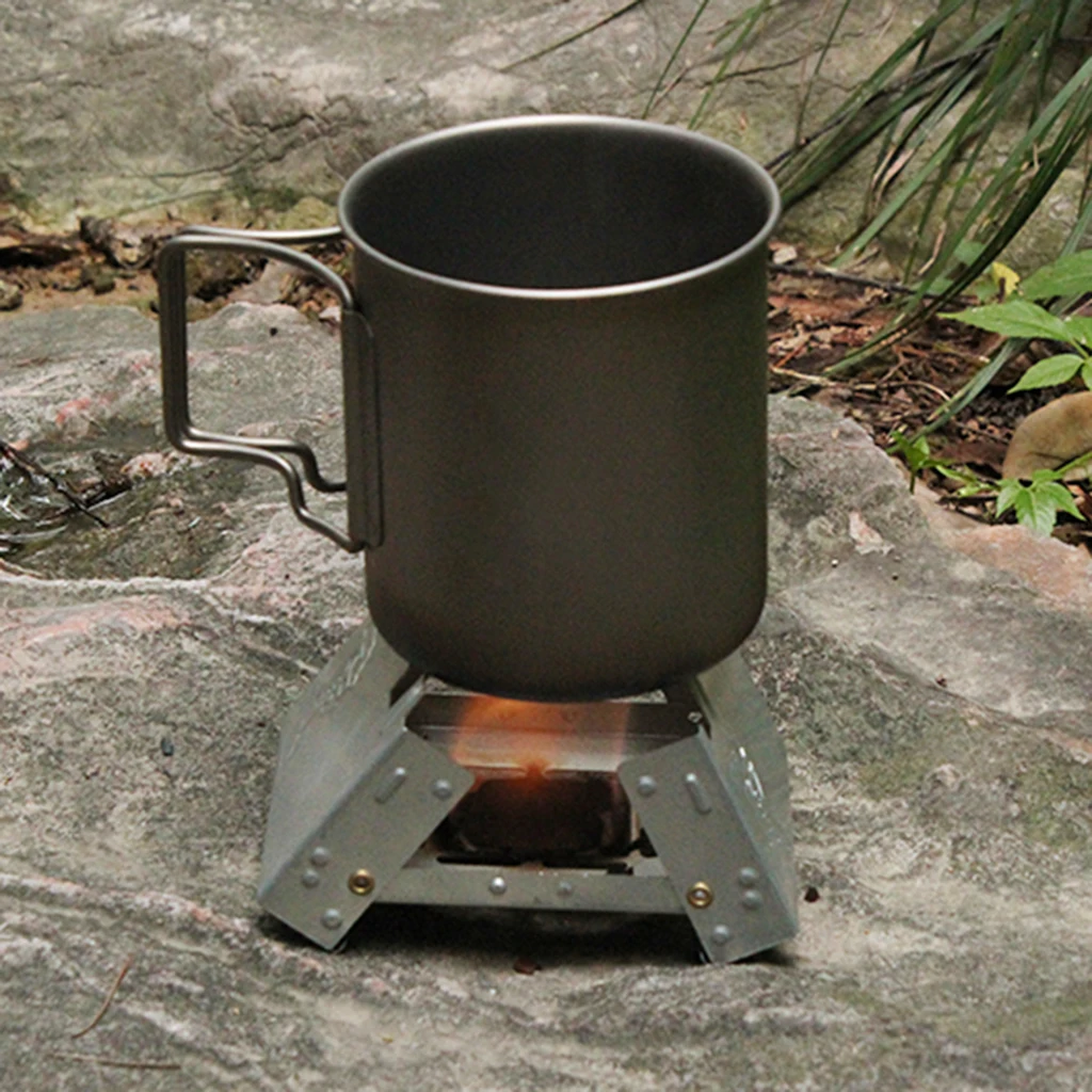 Pocket Stove Folding Emergency Camping Stove with Pot Support Rack, Ultra Lightweight ＢackpackingＦishingＰicnicBBQ
