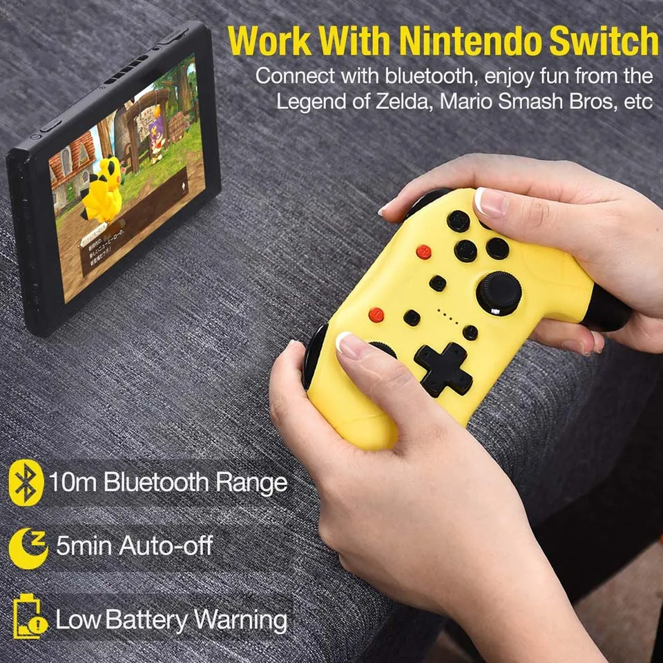 Беспроводной геймпад с Bluetooth и дистанционным управлением для Nintendo Switch Pro NFC, пульт ДУ для NS, джойстик, ПК, желтый, розовый, черный, красный