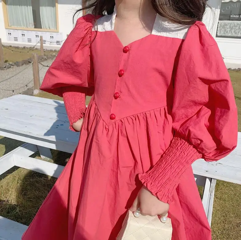 Розничная продажа коллекция 2020 года сезон весна Стильное однотонное платье