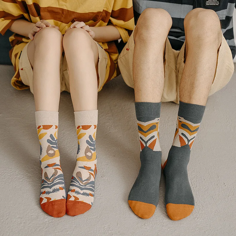 Осенне-зимние новые японские хлопковые носки с ручной росписью в европейском и американском стиле для мужчин и женщин нейтральные парные носки