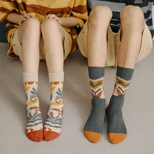 Осенне-зимние новые японские хлопковые носки с ручной росписью в европейском и американском стиле для мужчин и женщин нейтральные парные носки