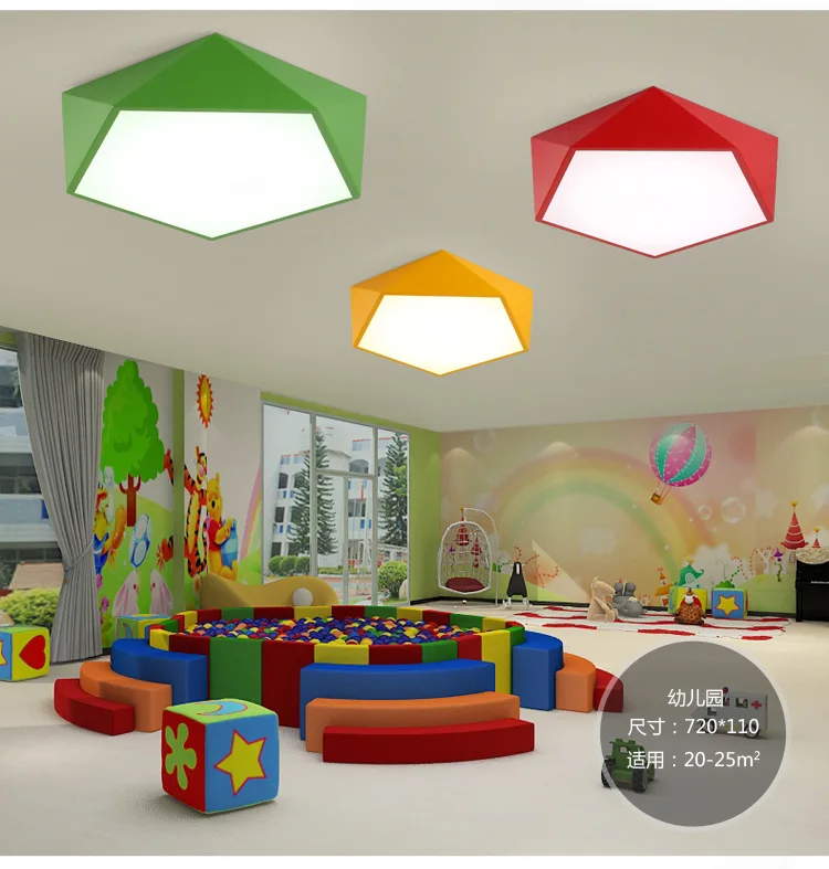 Creative geometry color children's lamp personality multilateral led living room ceiling modern minimalist bedroom study | Лампы и
