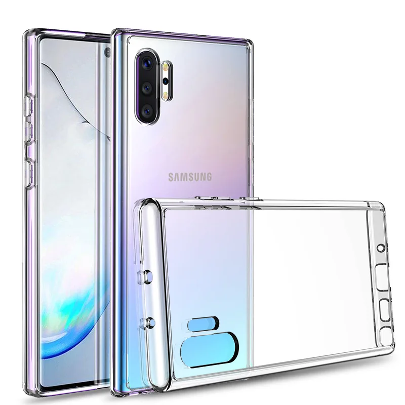 

Transparent Hard Acrylic Back Cover Case for Samsung Galaxy Note 10+ 8 9 Note10 Plus S9 S10 S8 Soft Edge Crystal Fundas Capa