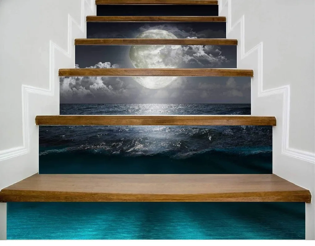 

6Pieces/set Drop Shipping May Bright 3D Simulated Stairway Sticking Movable Waterproof Decorative Wall Sticking Home