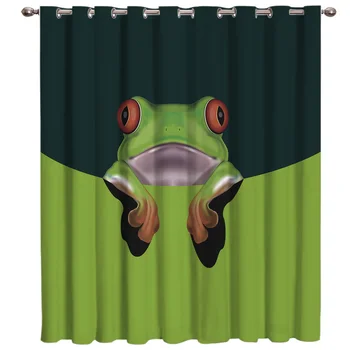 

Cute Red-Eyed Tree Frog Window Treatments Curtains Valance Curtain Rod Blackout Bedroom Indoor Kids Curtain Panels With Grommets