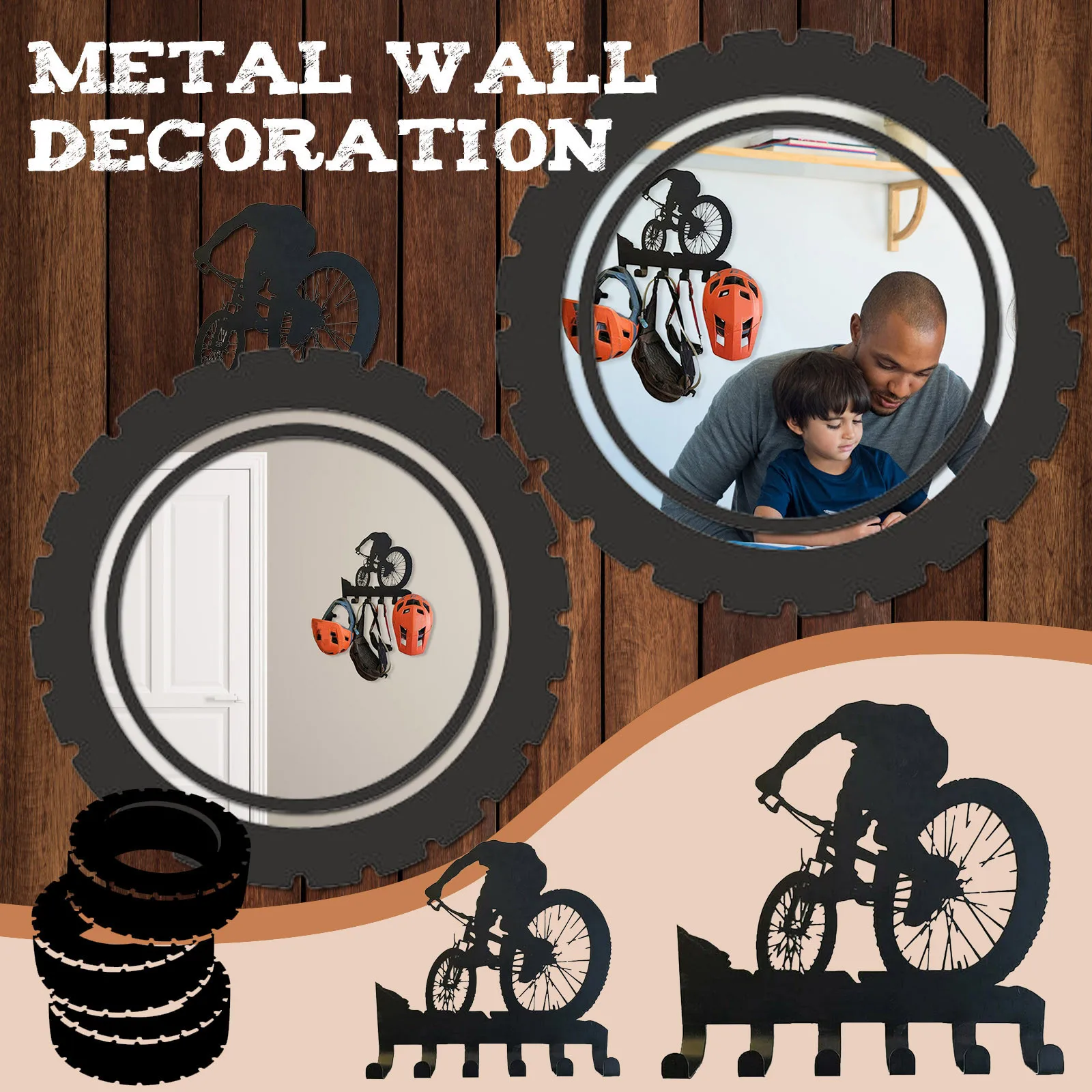 Mountain Bike Gear Rack Metal Wall Decor Mountain Biking Wall Art Bicycle Art Key Decorative